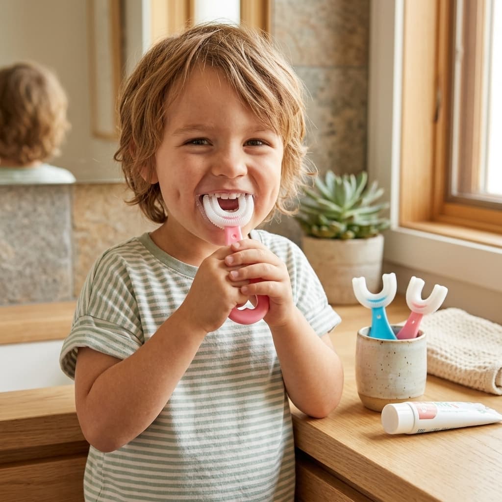 EcoBrush Kids Toothbrush Set - Set of 4 (Blue & Pink)